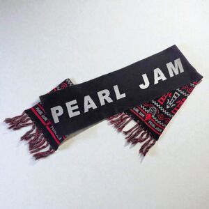 Pearl Jam Knit Scarf Lightning Bolt Era Black Red Double Sided Acrylic Fringe